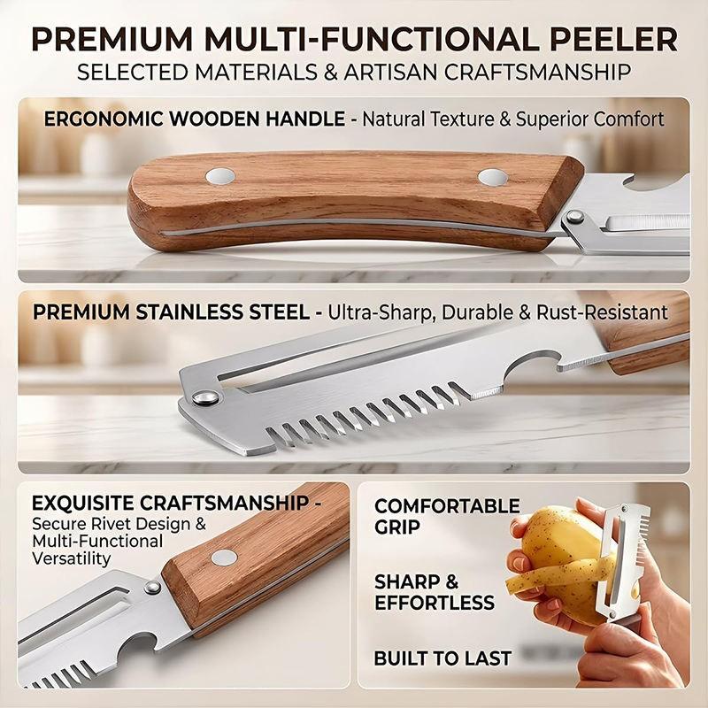 2PC Set Kitchen Peeler Stainless Steel Vegetable Peeler Wooden Handle For Peeling And Slicing Fruits And Vegetables Kitchen Tool 4