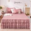 Solid Princess 3 Layers Bed Skirt Non-slip Mattress Cover Lace Ruffled Bed Skirt Bedsheet Bedroom Bed Cover Bed Skirt Bedspread