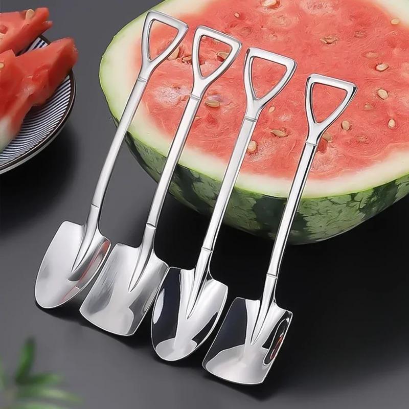 Ложки с острым концом из нержавеющей стали, ложки для арбуза, кофе, чая, ложка для мороженого, десерта, столовые приборы, набор посуды, кухонные инструменты