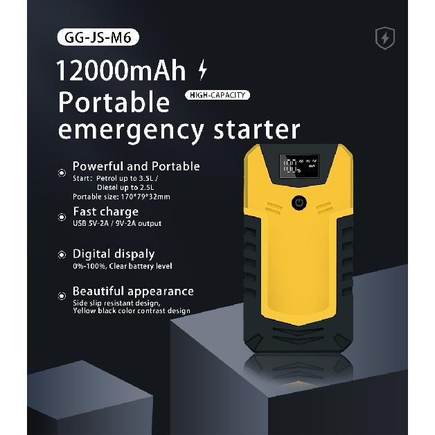 GKFLY High-power Car Jump Starter Battery Booster Charger Starting Device Portable Power Bank Emergency Power Supply LED