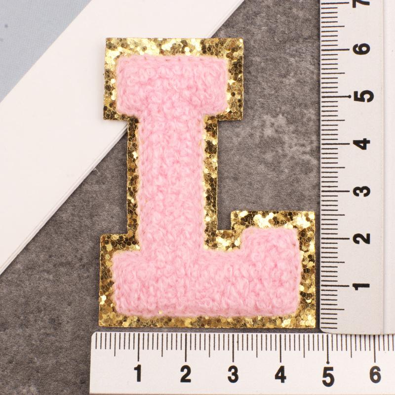 Алфавит, 26 букв, блестки, синель, розовая вышитая аппликация, нашивка для одежды, сумки, куртка, шляпа, декор