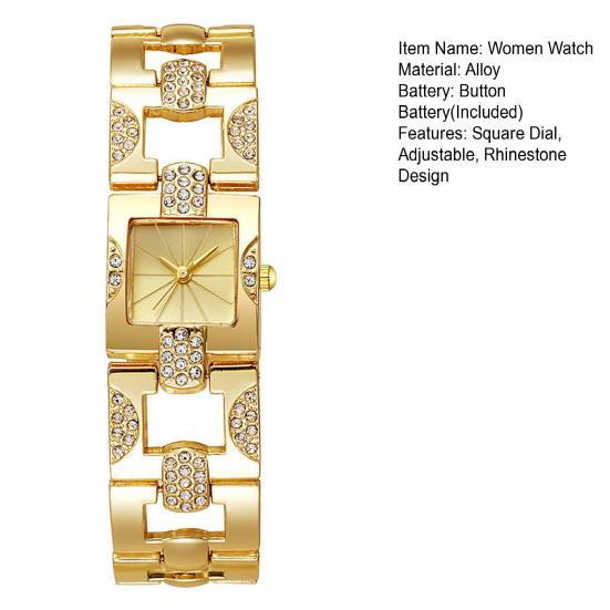 Женские часы-браслет со стразами, квадратный циферблат, классические повседневные наручные часы с кварцевым браслетом, модные ювелирные изделия, аксессуары