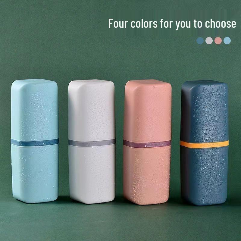 Портативный дорожный набор: зубная щетка и стакан для полоскания рта - простое бытовое хранение для пар