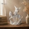 Маленькая фигурка ангела, Фигурка из смолы, Крылатая фея, Скульптура, Половина тела, С золотой отделкой, Матовый теплый белый, Декор для стола, Полки в спальне, Подарок, Женщинам