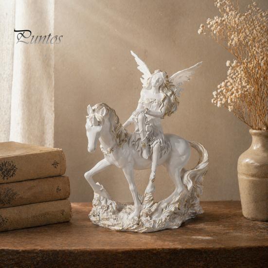 Маленькая фигурка ангела, Фигурка из смолы, Крылатая фея, Скульптура, Половина тела, С золотой отделкой, Матовый теплый белый, Декор для стола, Полки в спальне, Подарок, Женщинам