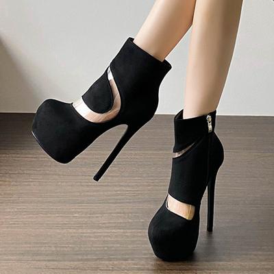 Сексуальные женские босоножки на платформе с круглым носком, уличные сандалии на молнии, экстремальные шпильки, высокие каблуки, туфли для стриптиза