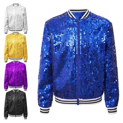 Детские куртки-бомберы с блестками для девочек, блестящая летная куртка с длинными рукавами на молнии, верхняя одежда, наряды в стиле хип-хоп