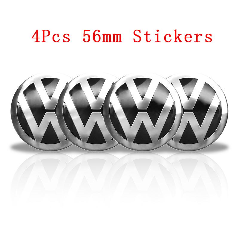 For VolkswagenMK6 4Pc 55mm 56mm 60mm 65mm Car Wheel Center Hub Cap Rim Cover Stickers For Volkswagen VW GTI R-Line R Polo T5 Golf Passat Scirocco