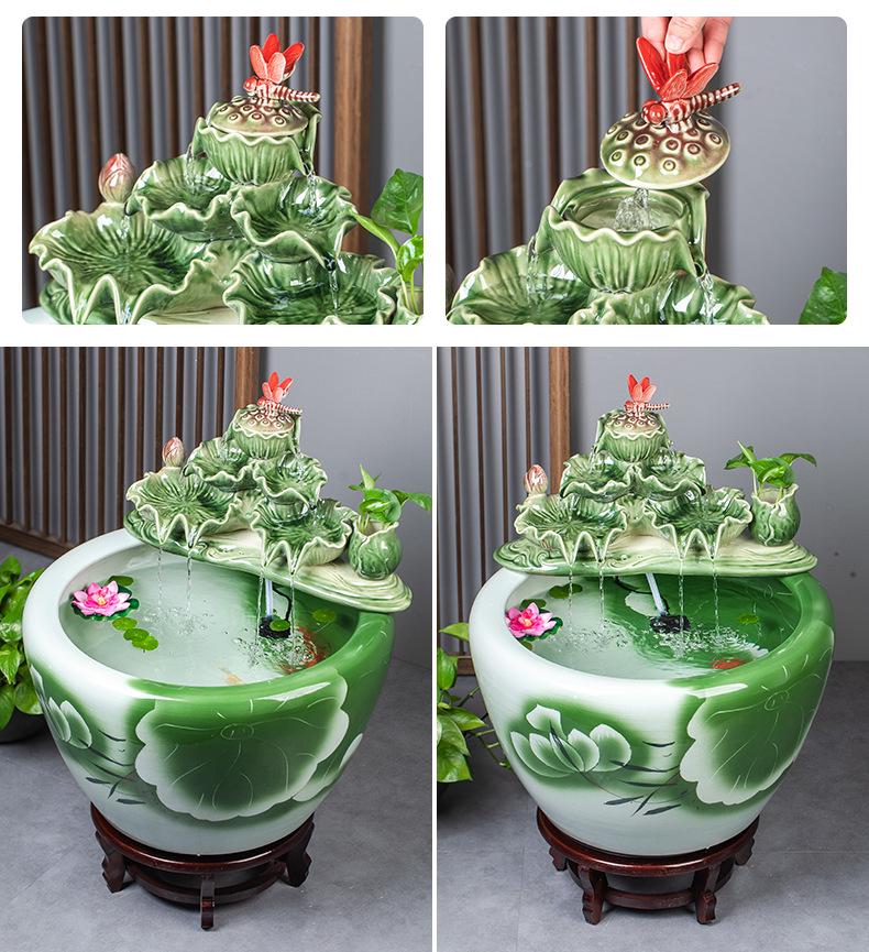 Цзиндэчжэньский аквариум для золотых рыбок: Напольный керамический водный объект для балкона, офиса или гостиной.