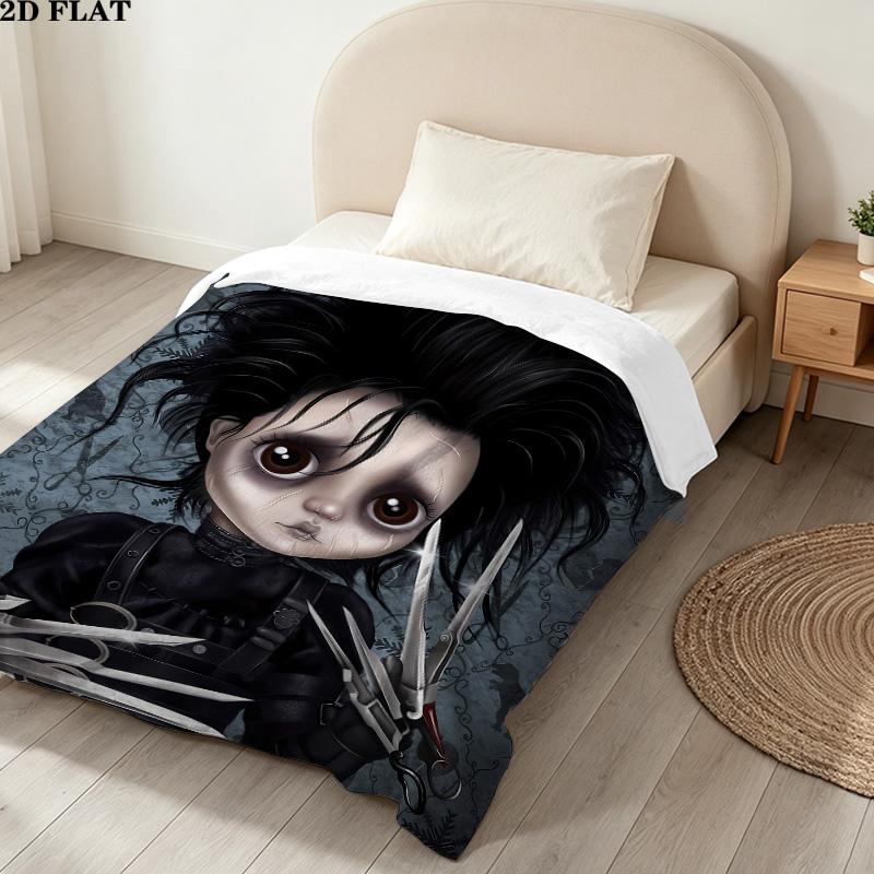 1PC Edward Scissorhands Patterned Flannel Blanket Suitable For All Seasons For Home Decor Warmth And Comfort Gifts Holiday Present