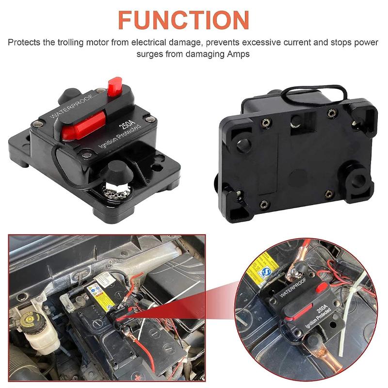30A 40A 50A 60A 70A 80A 100A 120A 150A 200A 250A 300A AMP Предохранитель Сброс 12-48 В постоянного тока Автомобиль Лодка Водонепроницаемый Ручной сброс