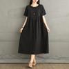 2025 New Summer Women Plus Size Dress Vintage Basic Solid Oversized Casual Loose Long Dress