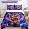 3pcs Custom Name "Magical Yorkie Dreamscape" Bedding Set Printed Bedding Set Duvet Cover Closure Includes 1 Duvet Cover & 2 Pillowcases Bedroom Decor