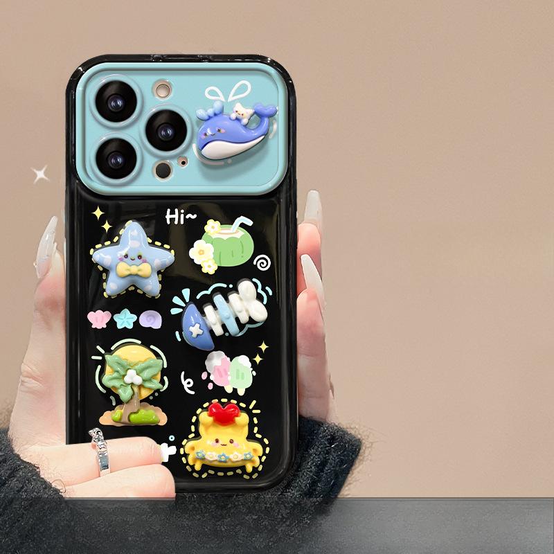 Подходит для чехла для мобильного телефона Apple 15 Iphone14/13pro Пляжная мультяшная кукла Ремешок 12 Большое окно откидной 11