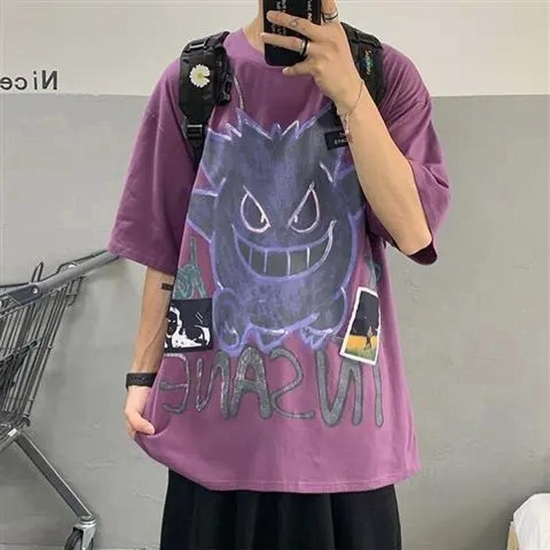 Fashion Oversized T-shirts Bear Print Men T-Shirt Summer Hip Hop Loose Tee High Street Tops Short Sleeve Cotton Clothing