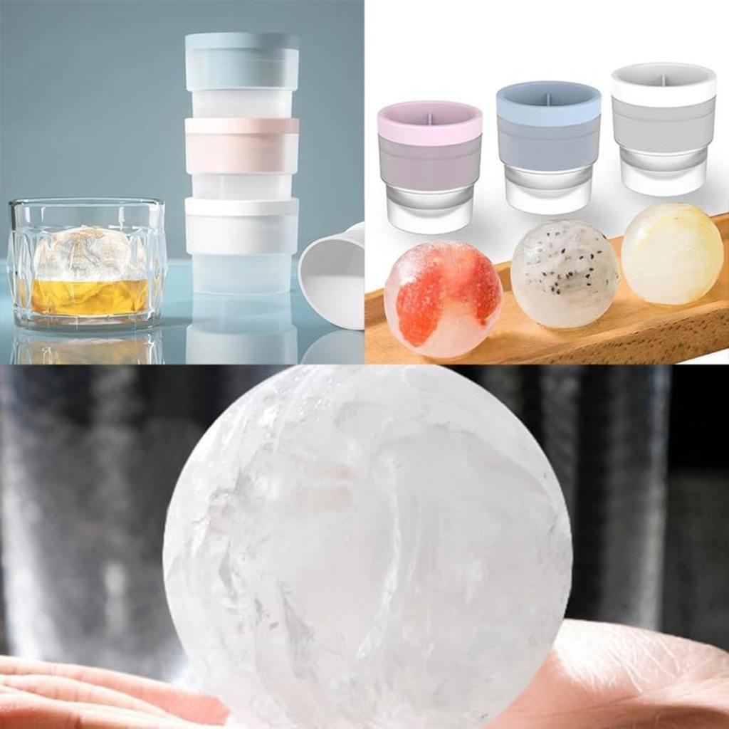 Chiclify Ice Ball Round Ice Cube Mold Easy-Release Sphere Ice Maker Silicone Ice Cube Molds Reusable Round Ice Cube Mold for Jelly Milk Juice