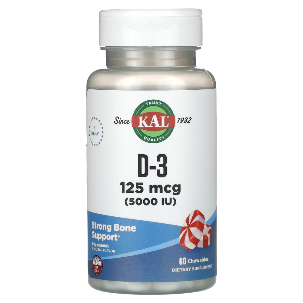KAL D-3 Peppermint 125mcg (5000IU) Chewable 60 Tablets