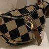 Женская поясная сумка с регулируемыми ремнями, клетчатый принт, двухсторонняя застежка-молния, через плечо