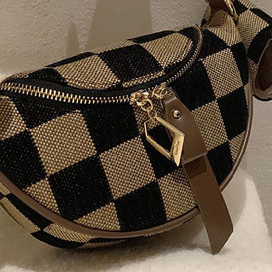 Женская поясная сумка с регулируемыми ремнями, клетчатый принт, двухсторонняя застежка-молния, через плечо