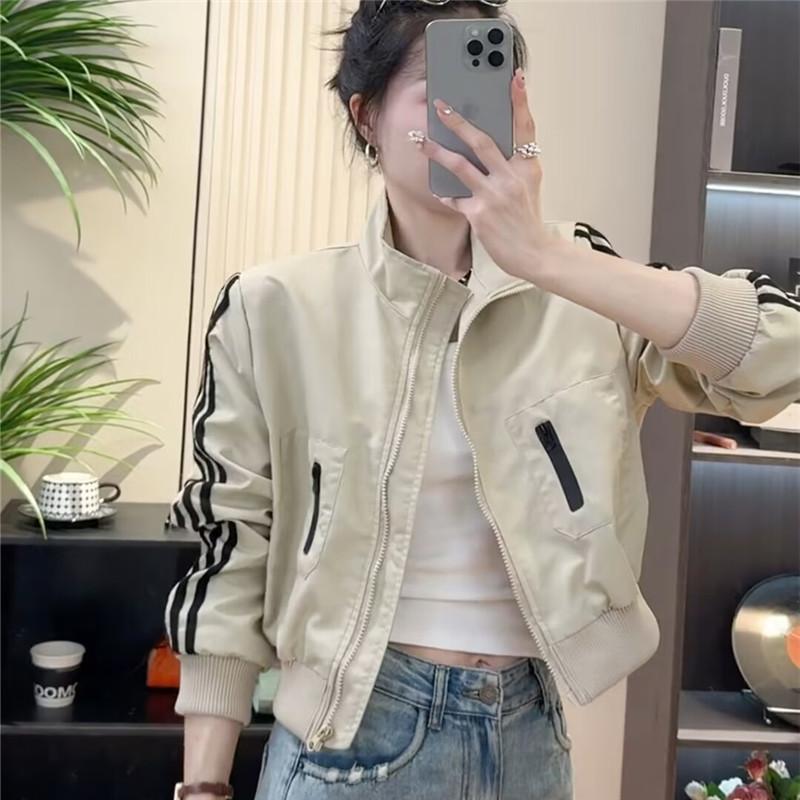 American stand-up collar baseball jacket women's spring new small fashion versatile short jacket