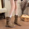 Suede Western Pile Boots Women's 2025 New Autumn Fashion Maillard Style Thick Heel Small Medium Tube Martin Boots