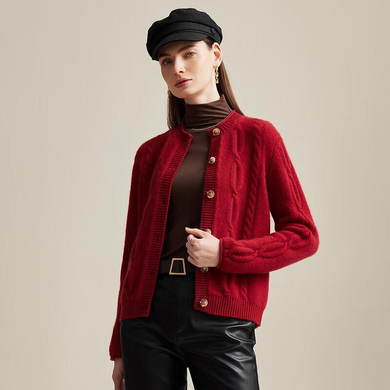 Zhaojun Women's Cable Knit Cashmere Cardigan