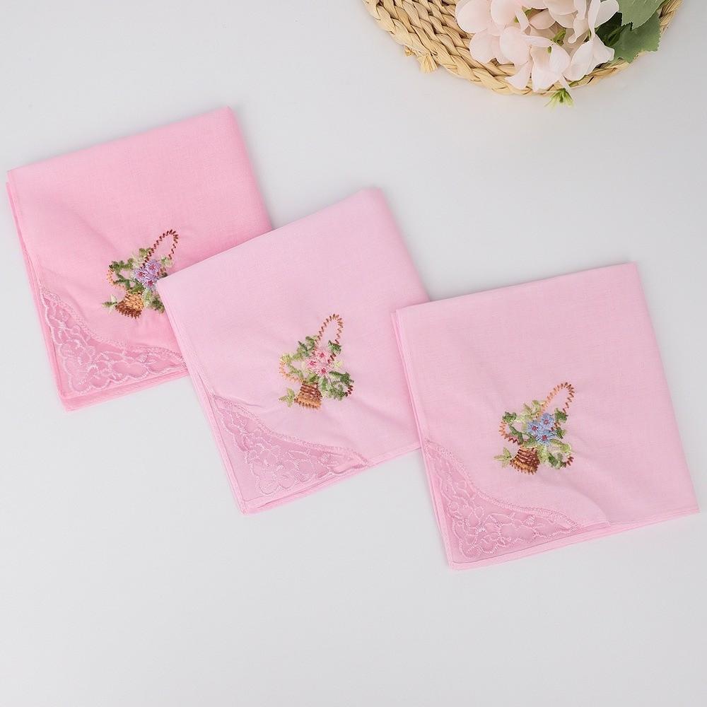 Soft Embroidered Floral Cloth Reusable Hankies Fabrics Elegant Lace Flower Hanky  For Women