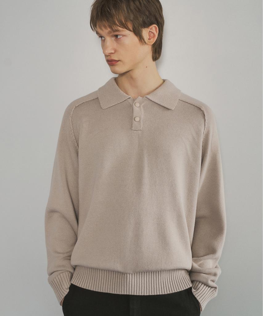HALBKREIS LAYOUT T20038 Collar Raglan Knit_Grayish Beige