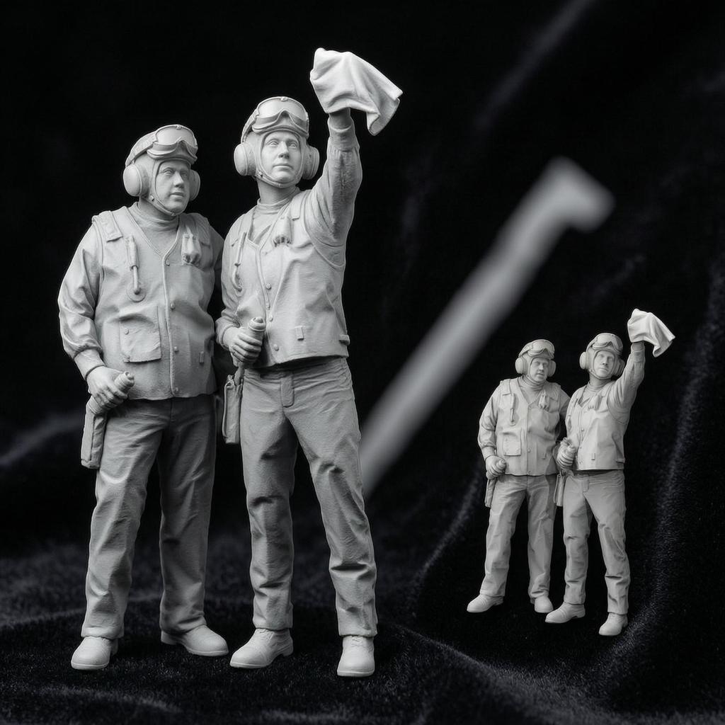 Фигурки палубной команды 1/48 1:Наземная модель в масштабе 48, несобранная, из смолы