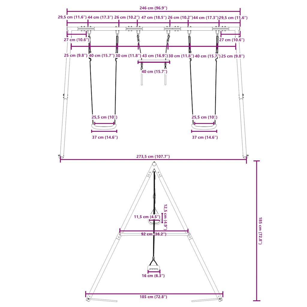 Swing Set with Swing Seats and Trapeze Bar