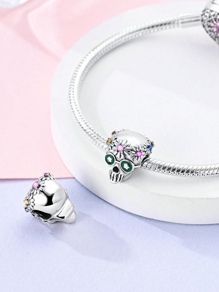 Шармы Plata Хэллоуин Череп Призрак Сердечки Бусины Медное Покрытие Подходят к Шармам Оригинальный Браслет Для Изготовления Украшений Сделай Сам Шарм