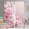 2pc Pink and White Peony Pattern Curtains, Polyester, Machine Washable, Suitable for Bedroom, Living Room, Kitchen, Office