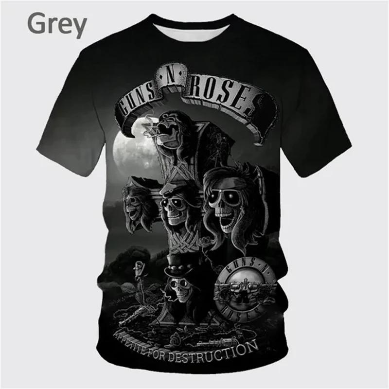 Новая летняя футболка Guns Rose Rock Band с 3D-печатью, мужская, с коротким рукавом, в стиле хип-хоп, унисекс, повседневная, модная, спортивная, панк-топы