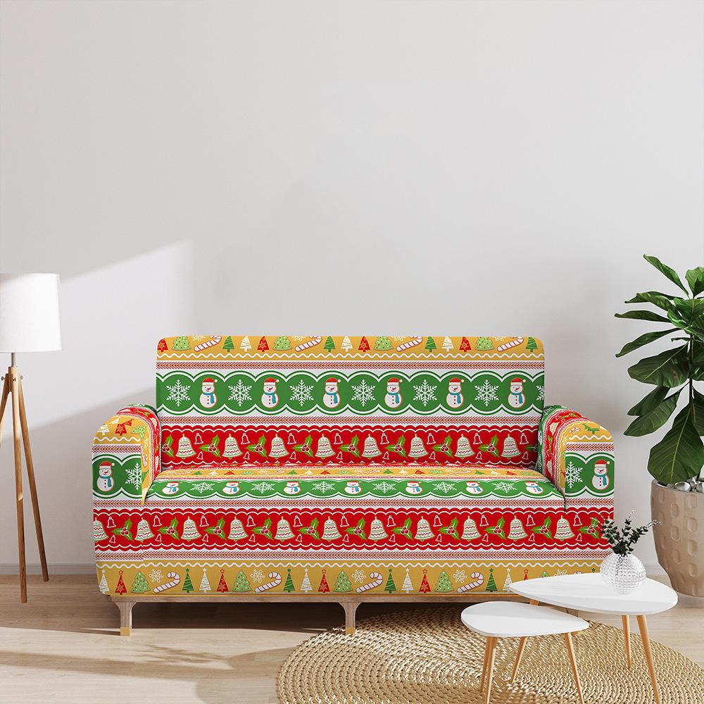 Elastic Sofa Cover Red Christmas All-Inclusive Three-Seat Sofa Cover Furniture Protective Cover