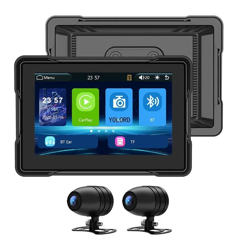 5 Inch Motorcycle DVR GPS Navigation Wireless CarPlay Moto Android Auto Portable Digital Dashboard Display Screen Monitor