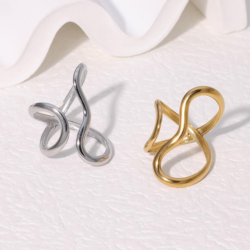 Fashion Stainless Steel Gold Color Open Rings for Women Men Party Personalized Exaggerated Charms Jewelry Gifts