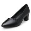 High Quality Thick Heeled Single Shoes Women's 2025 New High Heeled Shallow Mouth Comfortable Genuine Leather Office Women Shoes