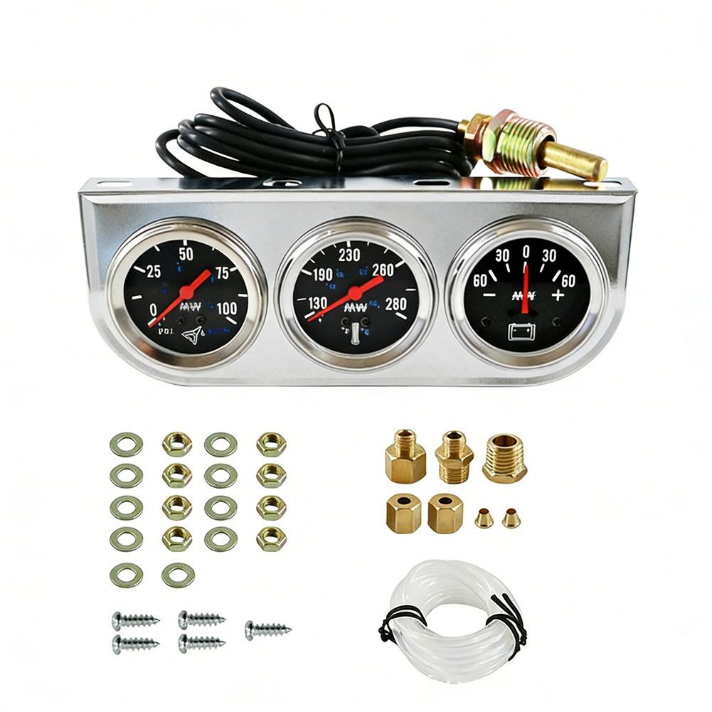 Triple Gauge Cluster For Saloon Cars Lorries Construction Machinery Motorcycles Three-in-one Instrument Cluster Accessories