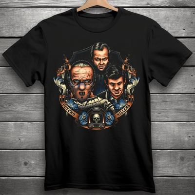 Футболка Psycho Killers Черная S-3XL Ганнибал Лектер, Норман Бейтс, Джек Торренс