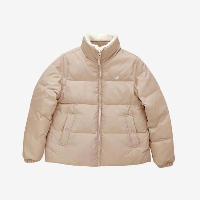 New Balance Женская S двусторонняя флисовая подкладка с двумя сторонами бежевого цвета