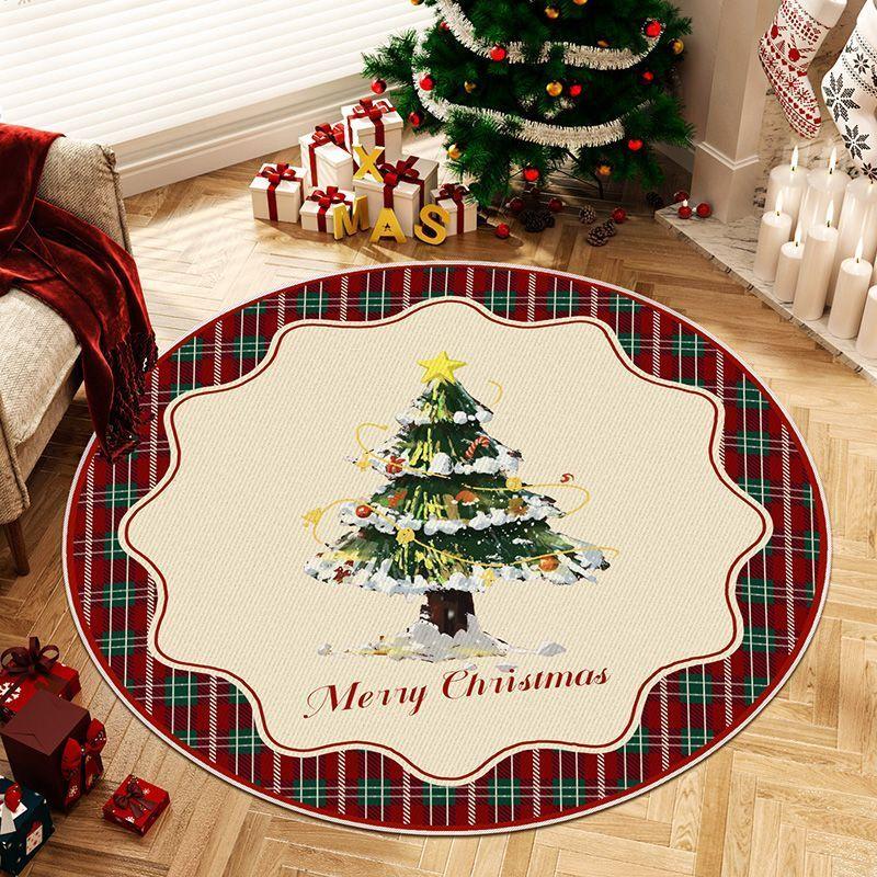 Christmas Imitation Cashmere Carpet Home Living Room Bedroom Atmosphere Christmas Decoration Red Christmas Tree Base Floor Mat