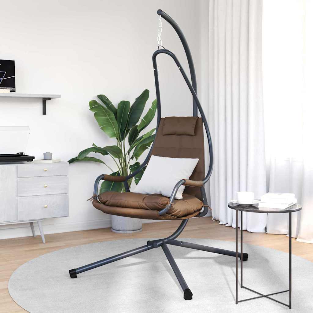 Hanging Egg Chair Coffee Brown 94 x 107 x 196.5 cm Steel