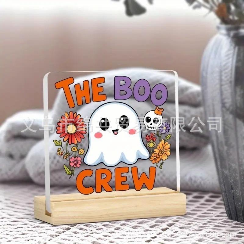 Halloween Cute Pet White Ghost Acrylic Tabletop Ornament Halloween Christmas Ornament Gift