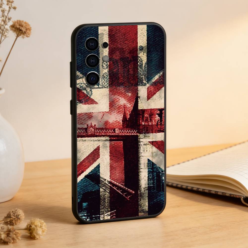 Чехол для телефона с национальным флагом Великобритании для Samsung S25, S24, S21, S22, S23, S30, Ultra, S20, Plus, Fe, Мягкий силиконовый черный чехол