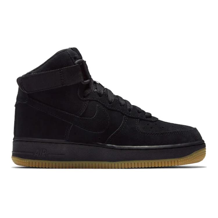 Nike Air Force 1 High Замша Черный Gum Детские 807617-002