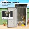 Metal Garden Shed Garden Cabin Lockable Door Sloped Roof Vents And Gloves 107 5x91x185cm Gray