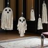 Halloween Ghost Wall Hanging Decoration Boho Handwoven Cotton Rope Ghost Ornaments for Indoor Outdoor Haunted House Decor