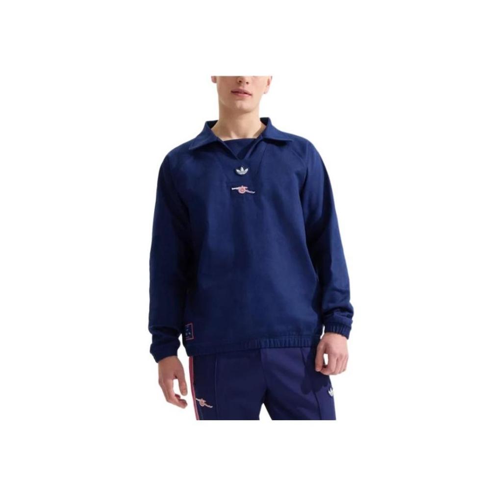 adidas Мужская ретро-футболка-поло с длинным рукавом Originals Синяя JF0547