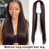 Women Long Straight Wig Middle Part Natural Heat Resistant High Temperature Fiber Ladies Black Brown Synthetic Hair