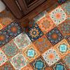 10pcs Orange Floral Pattern Tile Sticker Waterproof Film For Tiles /Ground In Kitchen Bedroom Toilet Floor Decor Art Wallpaper